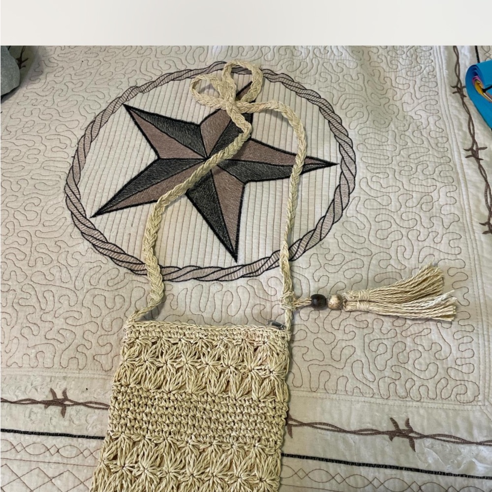 Handmade Woven Beige Crossbody Bag